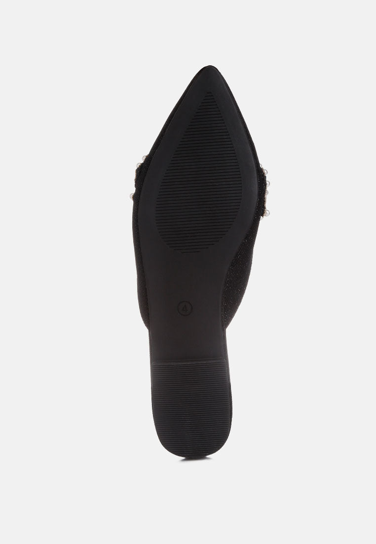 Astre Pearl Embellished Shimmer Mules