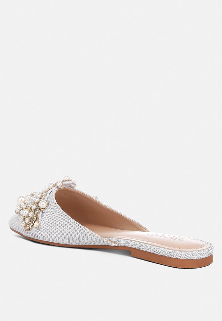 Astre Pearl Embellished Shimmer Mules