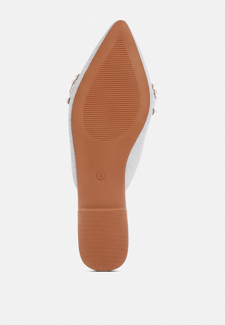 Astre Pearl Embellished Shimmer Mules