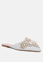 Astre Pearl Embellished Shimmer Mules