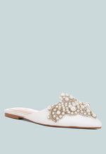 Astre Pearl Embellished Shimmer Mules