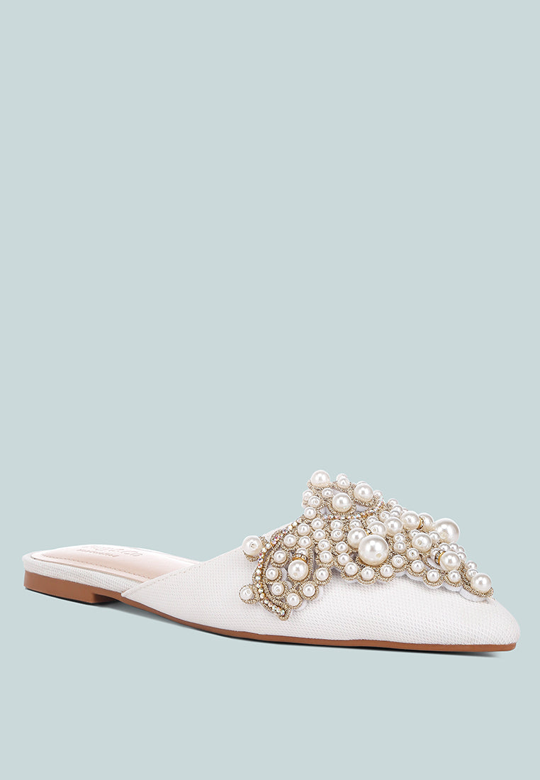 Astre Pearl Embellished Shimmer Mules
