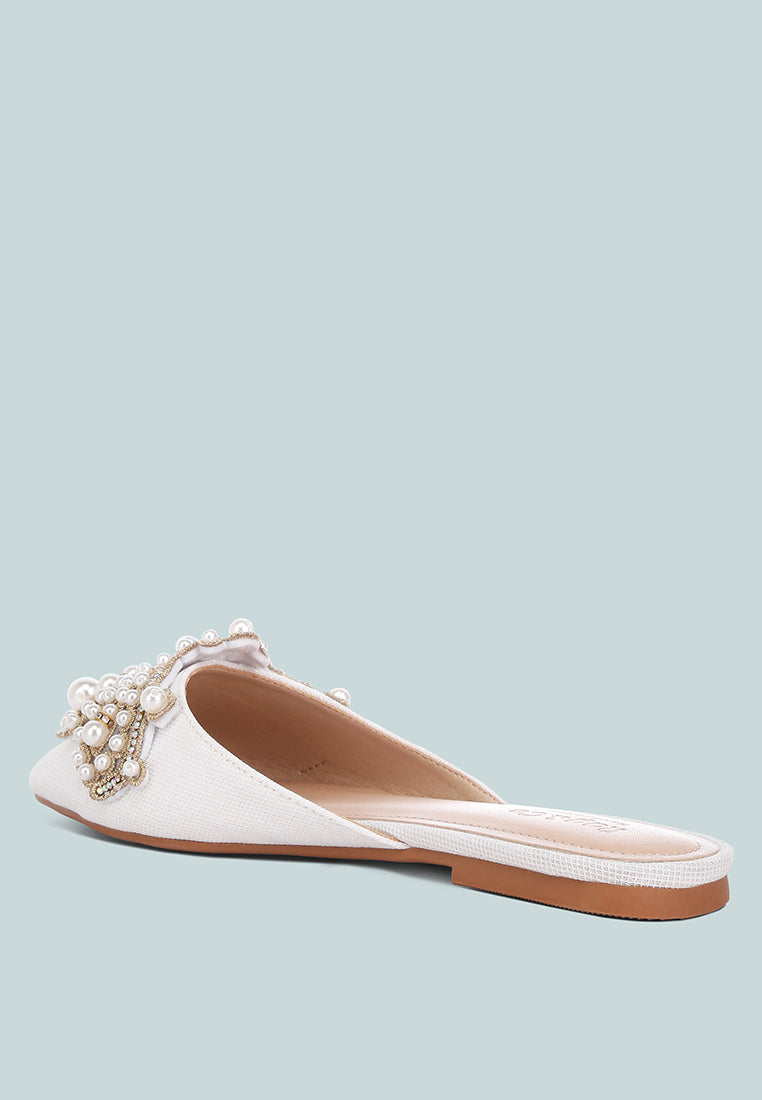 Astre Pearl Embellished Shimmer Mules