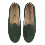 Women's Green Nubucks Slip On Shoes