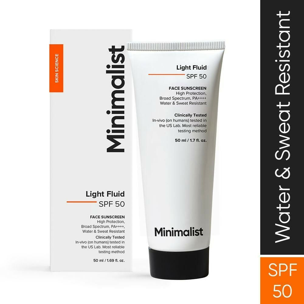 Minimalist Light Fluid Face Sunscreen with SPF 50 PA++++ - Lightweight, Water & Sweat Resistant