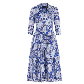 Audrey Dress #4 Elephant Bandana Cobalt Blue Dress - By Baano