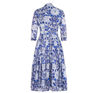 Audrey Dress #4 Elephant Bandana Cobalt Blue Dress - By Baano
