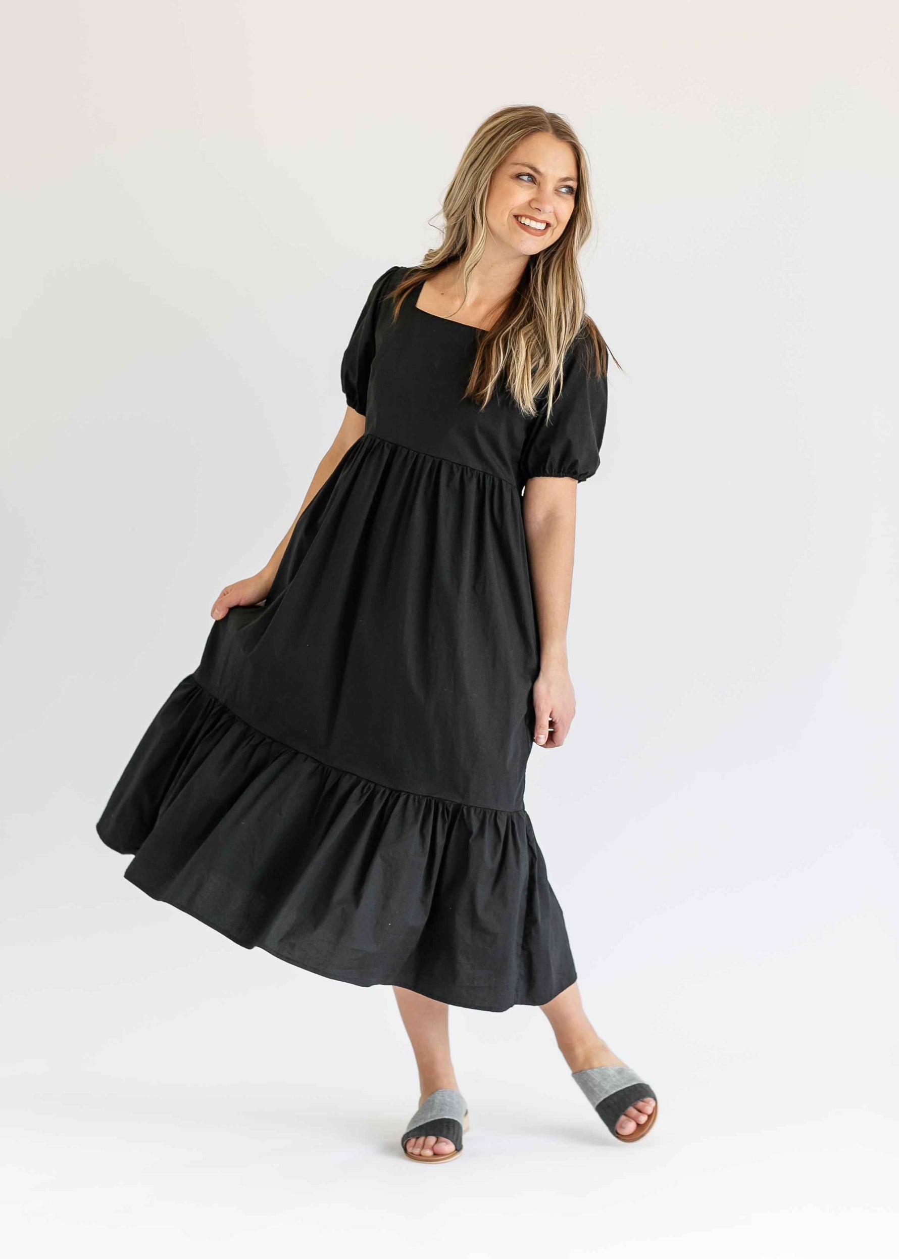 Ava Square Neck Midi Dress - Glamourous Grace