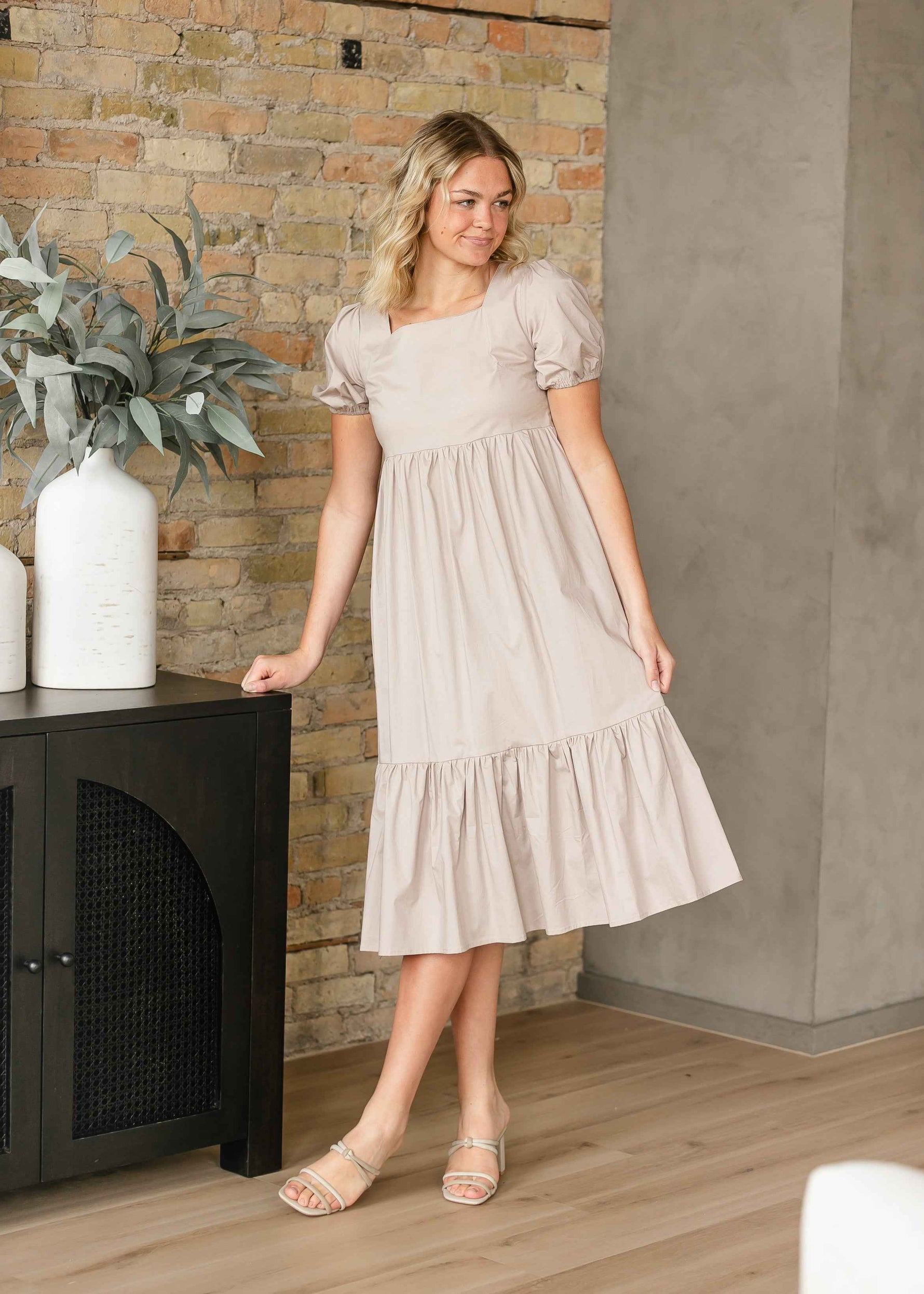 Ava Square Neck Midi Dress - Glamourous Grace