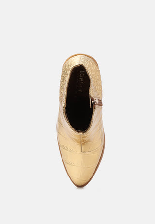 avishag snake skin print block stacked heel ankle boots