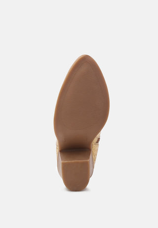 avishag snake skin print block stacked heel ankle boots