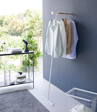 Leaning Clothes Hanger (64" H)  - Steel + Wood - By Baano