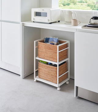 Two-Tier Hideaway Storage Cart (24" H)  - Steel - By Baano