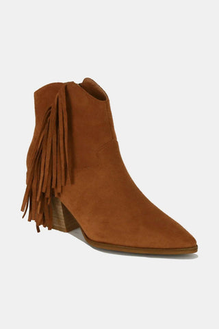 Mayfair Suede Fringe Point Toe Ankle Boots - By Baano