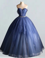 Women's Beaded Rhinestone Tulle Ball Gown | Scoop Neck Prom & Evening Dress