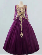 Navy long sleeve bride gown plus size wedding dress gown dark blue princess prom dress ball gown