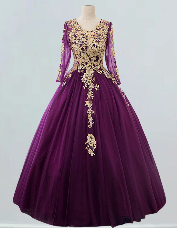 Navy long sleeve bride gown plus size wedding dress gown dark blue princess prom dress ball gown