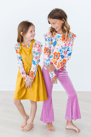 SALE Colorful Carnations L/S Ruffle Tee - By Baano