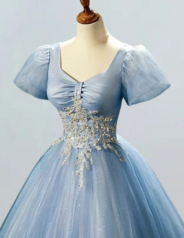 Elegant Boat Neck Beaded Lace Tulle Evening Gown | Girls' Prom & Bridesmaid Dress