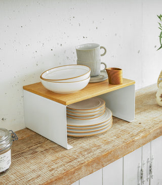 Stackable Countertop Shelf - Two Sizes - Steel + Wood - By Baano