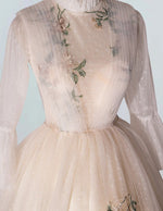 Elegant Tulle Ball Gown with Lace Applique | High Collar Evening Dress