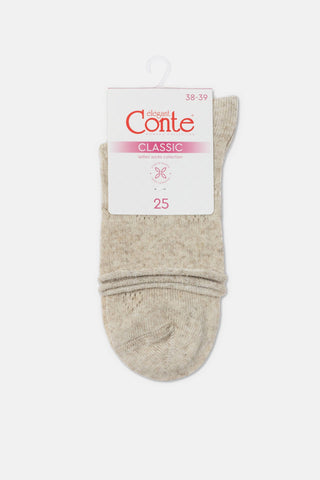 Cotton Linen Socks Conte Classic 542 - Hearts Pattern - By Baano