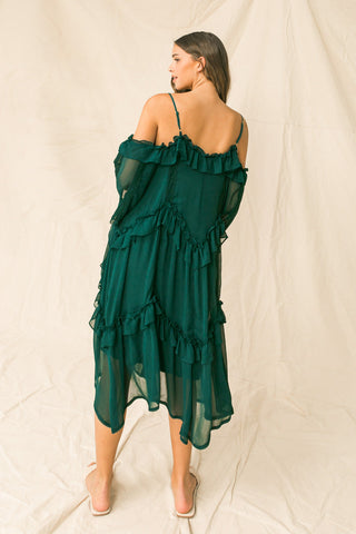 YOU'RE MINES STILL RUFFLED MIDI DRESS - By Baano