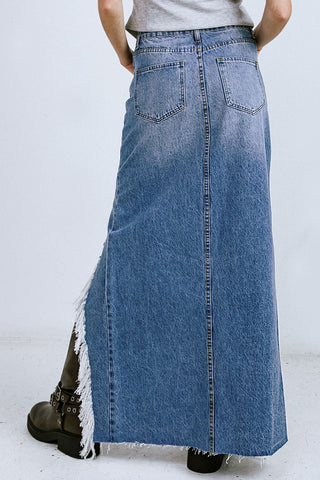 A DISTANT MEMORY DENIM MIDI SKIRT - By Baano