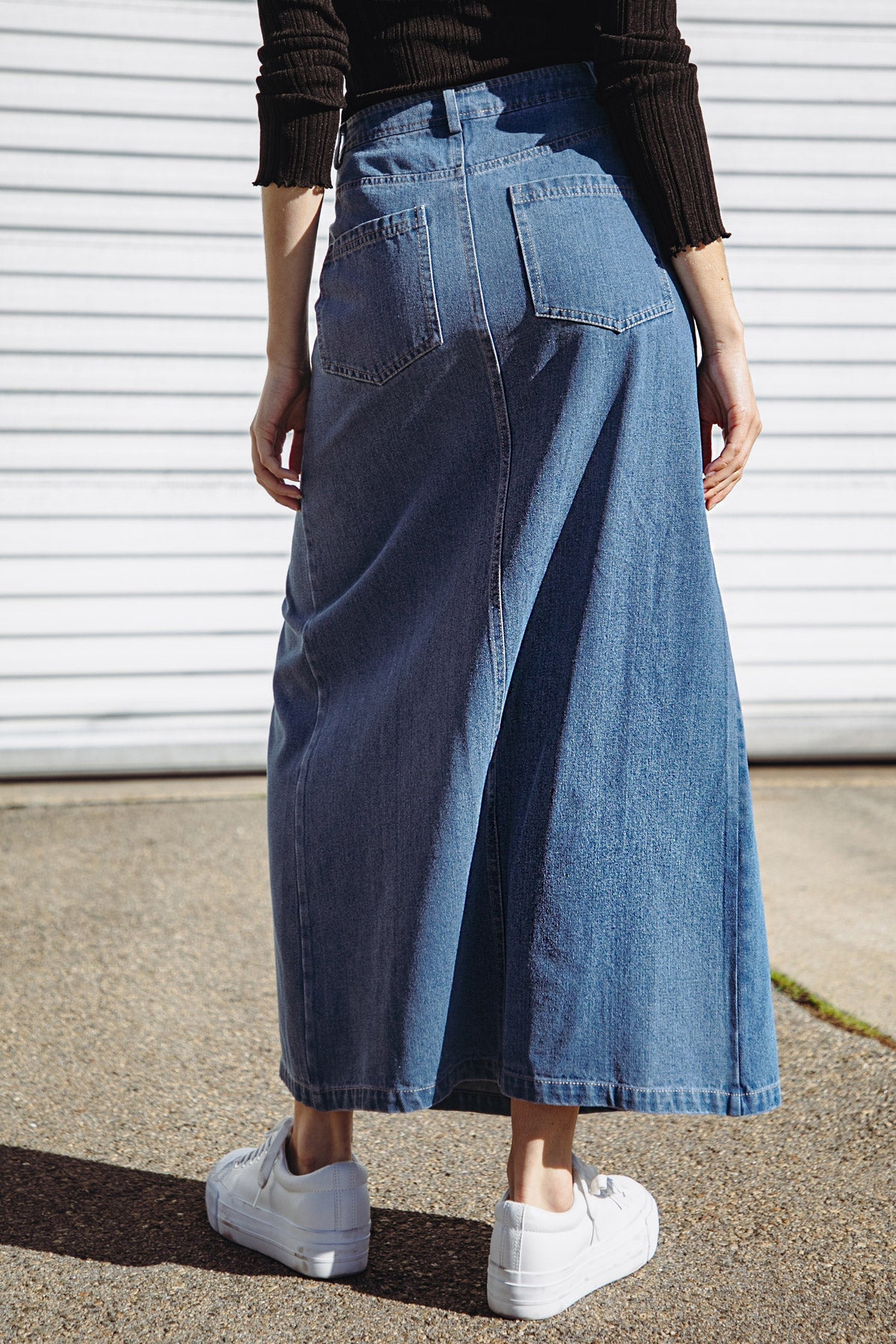 SWEET TALKING DENIM MIDI SKIRT - By Baano