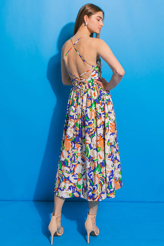 SWING ME AROUND POPLIN MIDI DRESS - By Baano