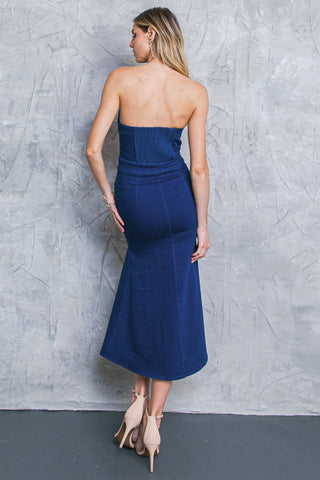 ALWAYS PLAYFUL DENIM MIDI DRESS - By Baano