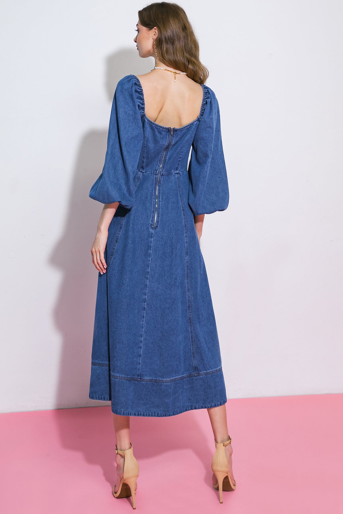 FEELIN'S GROOVY DENIM MIDI DRESS - By Baano