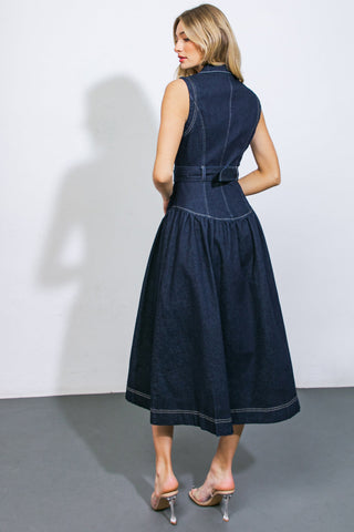 DEEP IN MY SOUL DENIM MIDI DRESS - By Baano