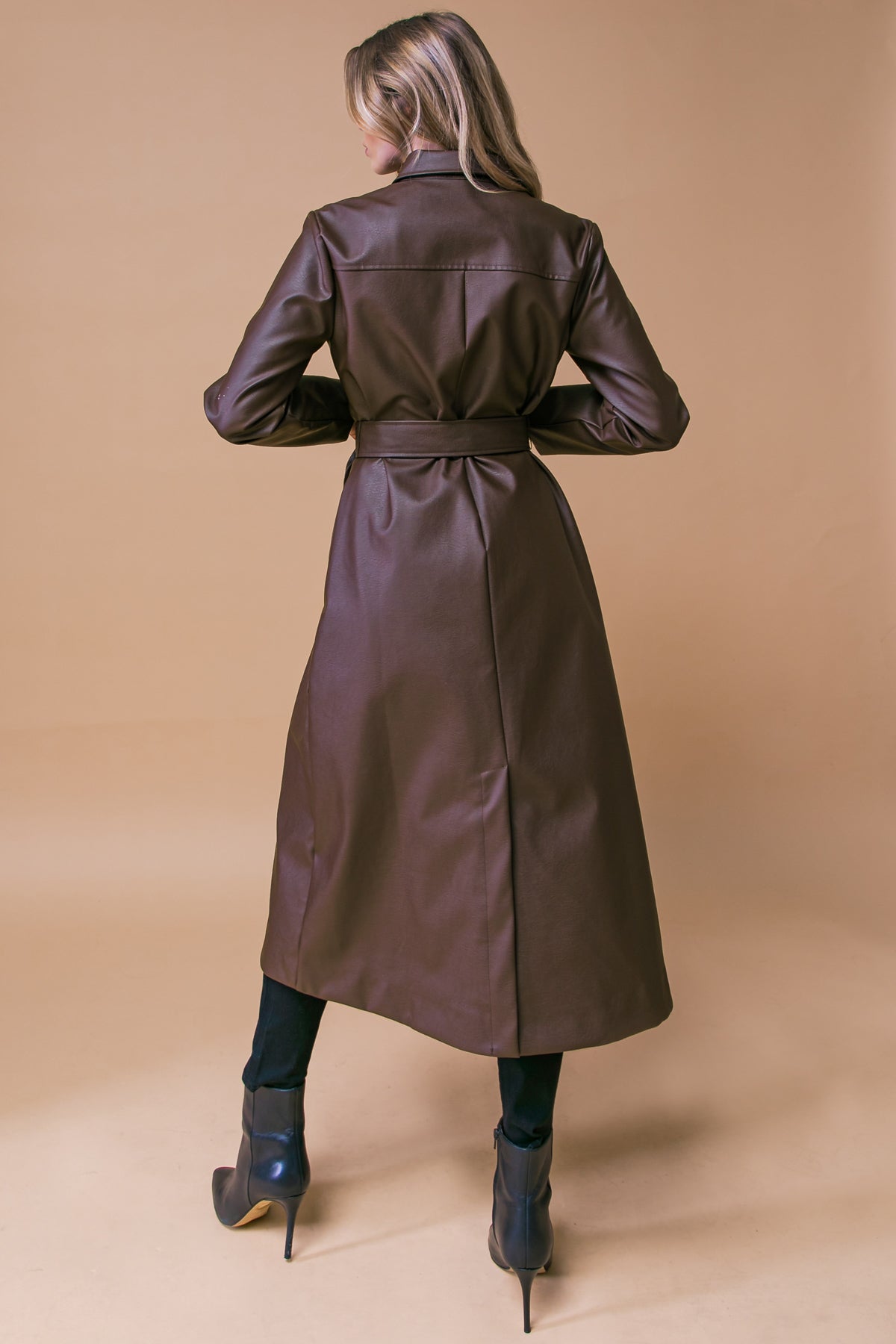 WHAT A WONDERFUL DAY LEATHER MIDI COAT - By Baano