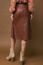 CHOOSE US LEATHER MIDI SKIRT - By Baano