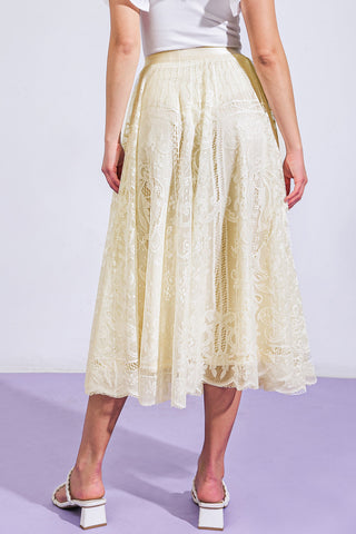 MEANINGFUL MOMENT WOVEN LACE MIDI SKIRT - By Baano