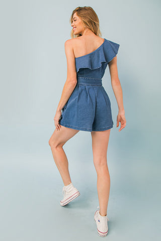 SOUTH POINTE PARK DENIM ROMPER - By Baano