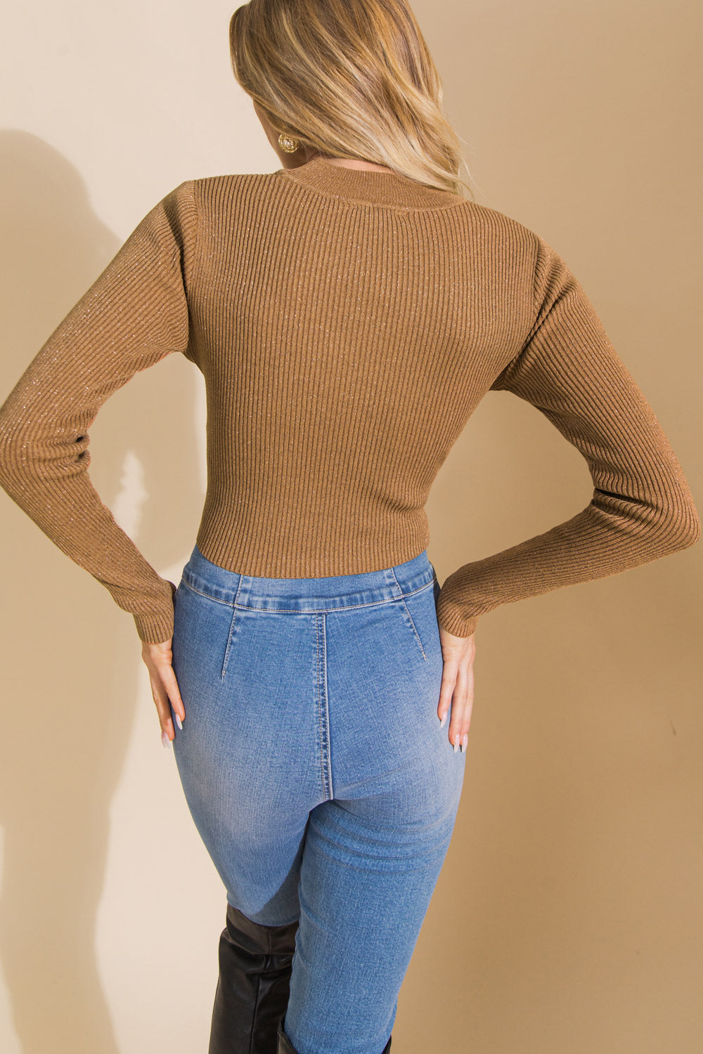 DEVOTION METALLIC SWEATER CROP TOP - By Baano