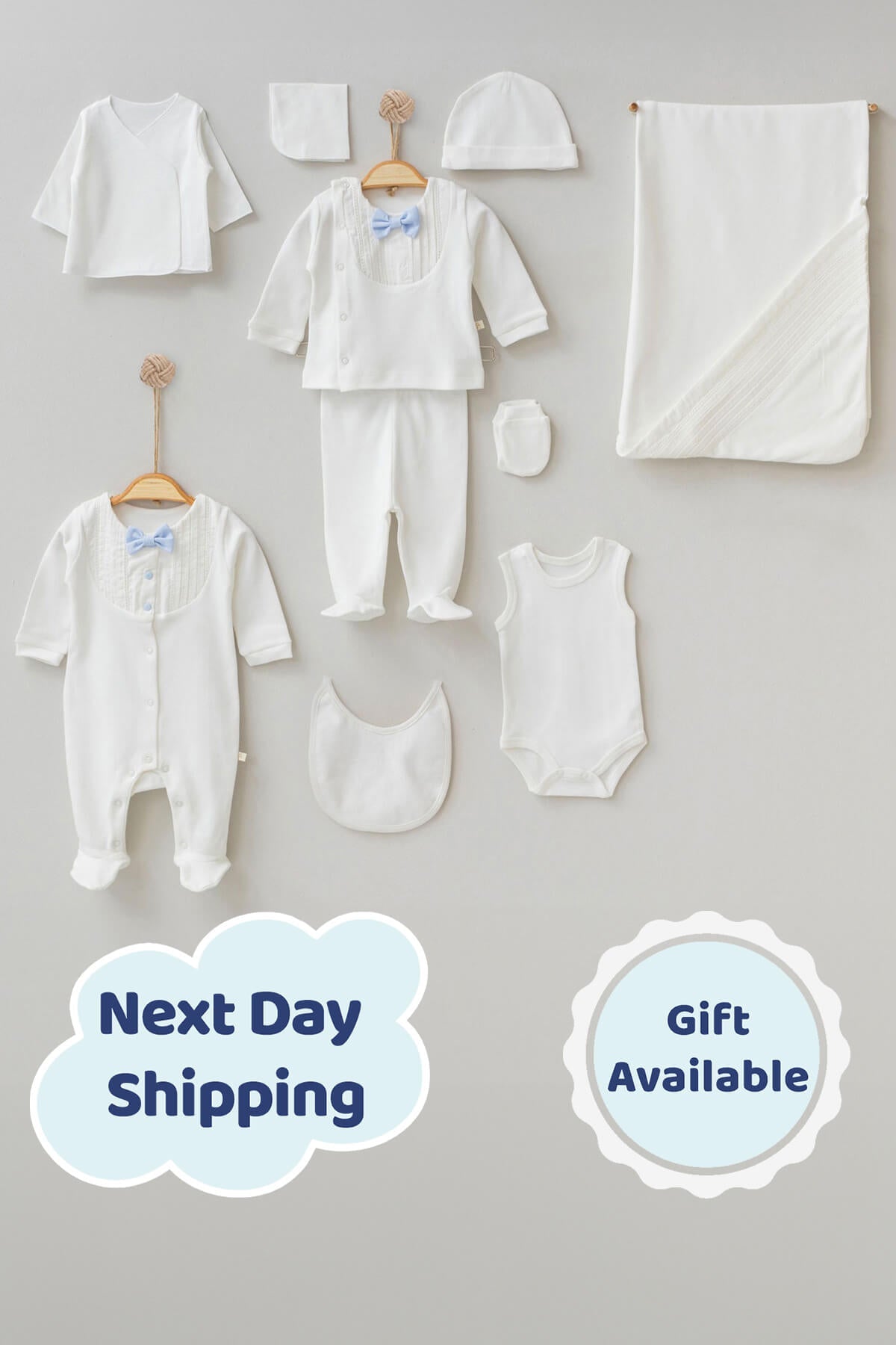Alex Baby Blue Newborn Coming Home Set (10 pcs) - By Baano