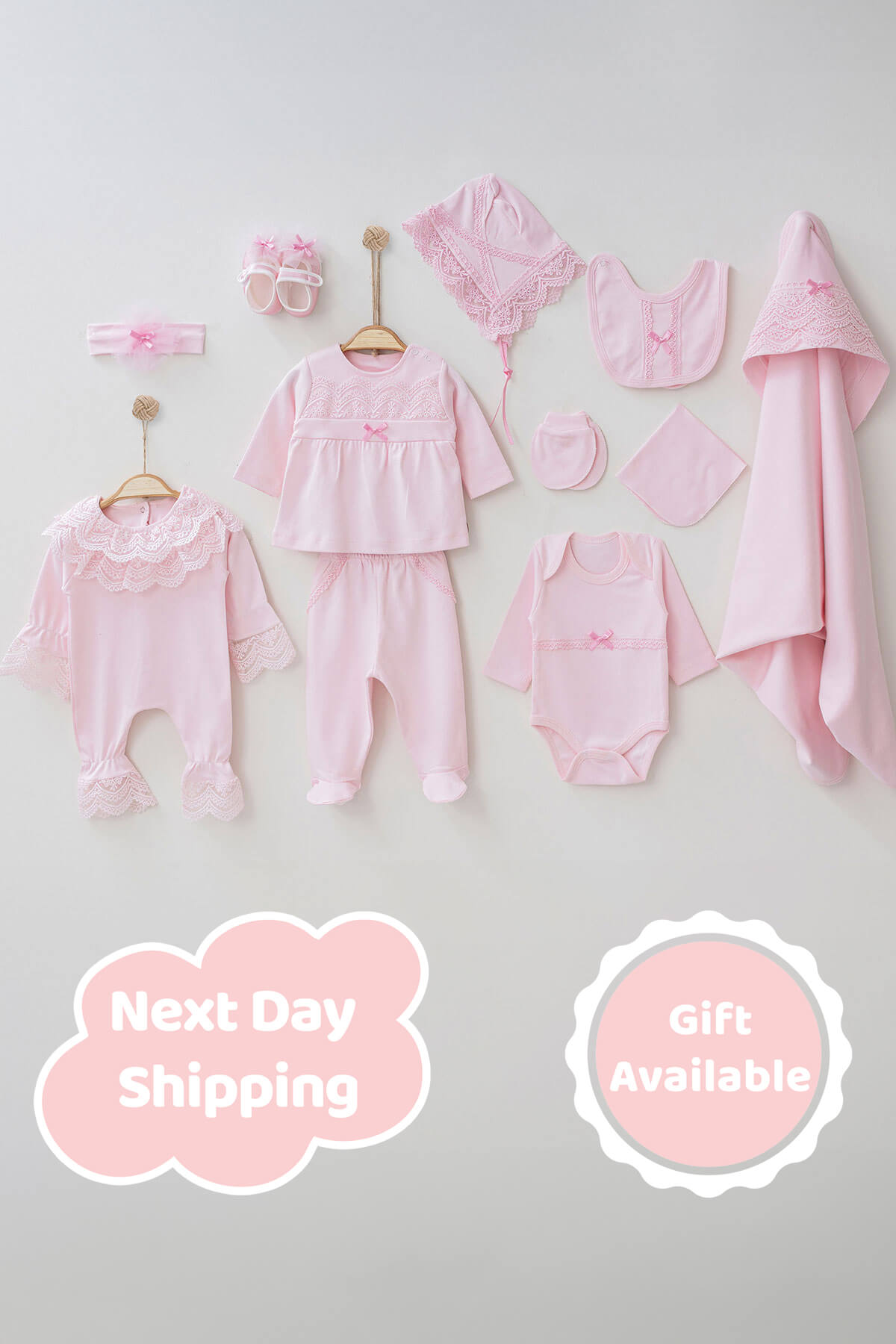 Ann Pink Newborn Coming Home Set (11 Pcs) - By Baano