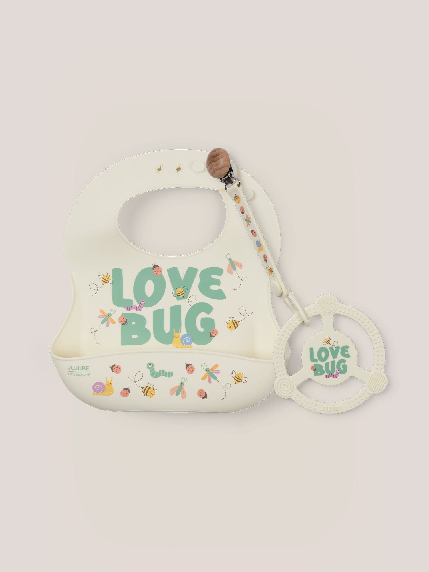 Bib and Teether Baby Bundle - Love Bug - By Baano