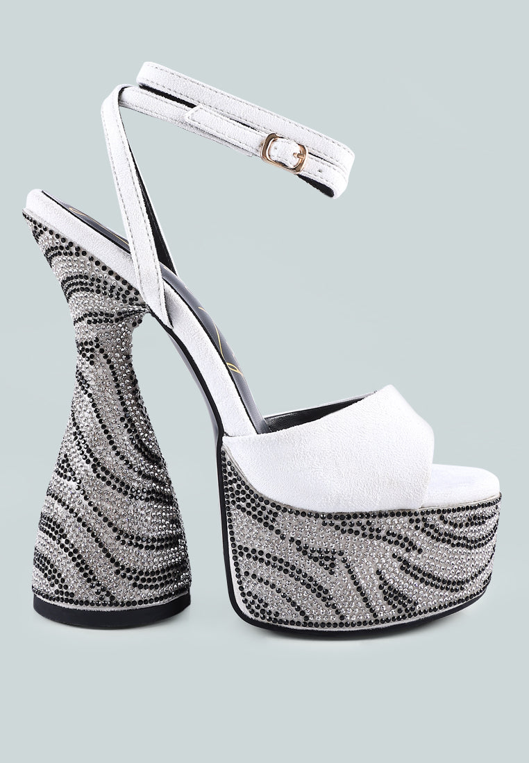Backstage Rhinestone Embellished Ultra High Platform Sandals