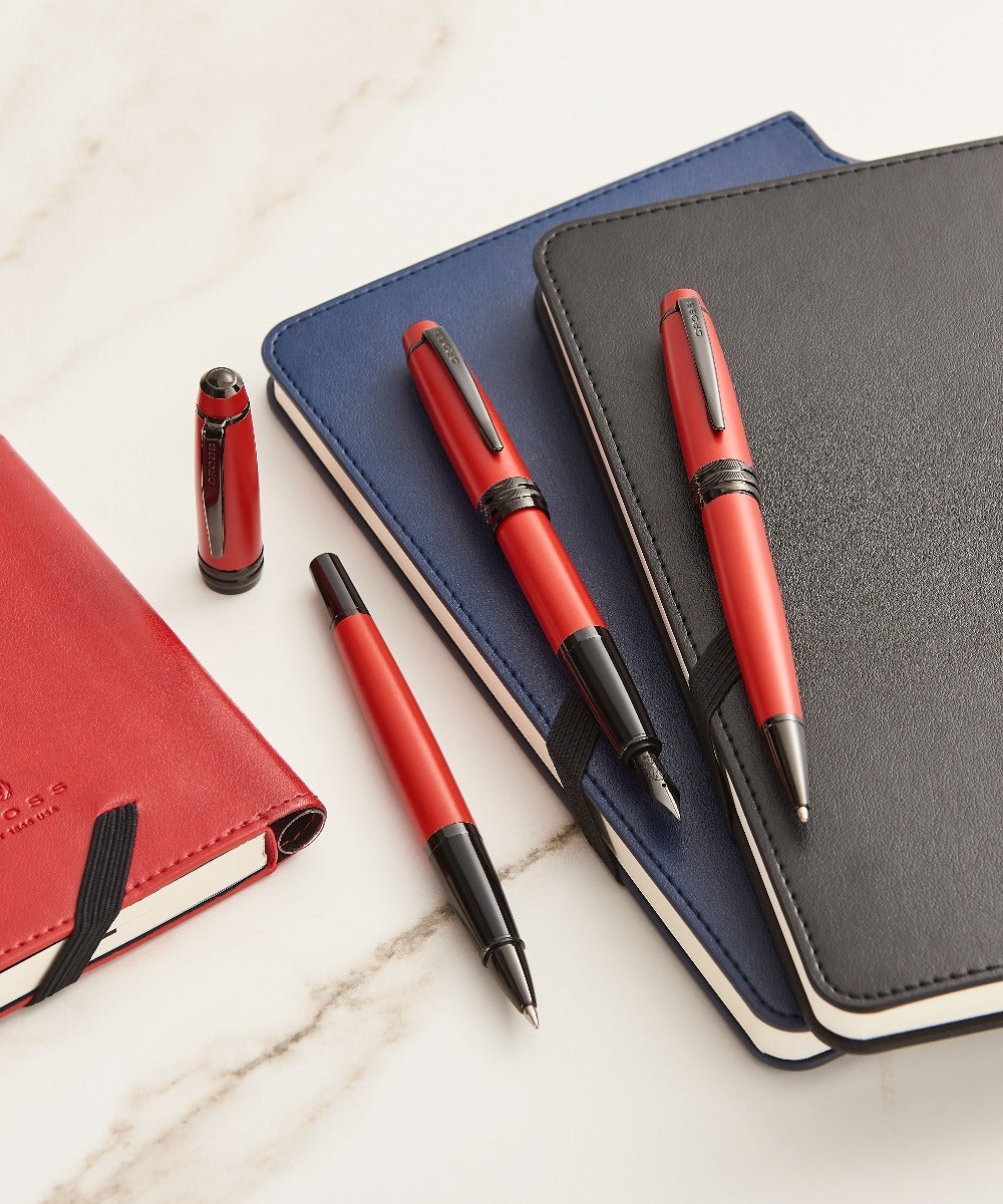 Bailey™ Matte Red Lacquer Rollerball Pen - By Baano