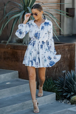 Balloon Sleeve Floral Dress