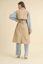 MABLE Layered Look Trench Coat With Denim Jacket - By Baano