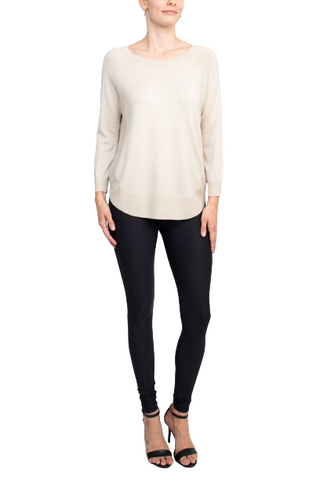 Anna Rose Scoop Neck Long Sleeve Solid Knit Top - By Baano