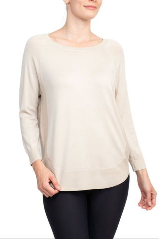 Anna Rose Scoop Neck Long Sleeve Solid Knit Top - By Baano