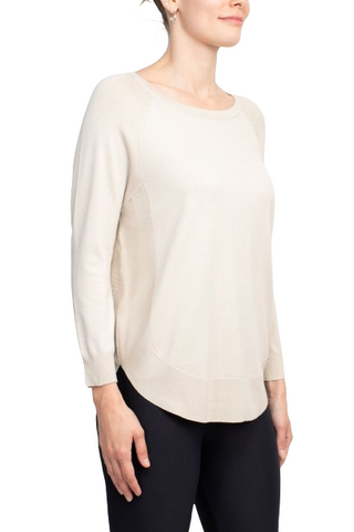 Anna Rose Scoop Neck Long Sleeve Solid Knit Top - By Baano