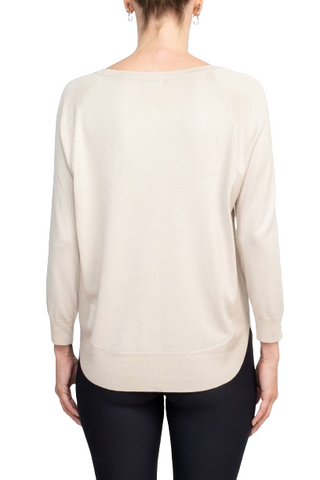 Anna Rose Scoop Neck Long Sleeve Solid Knit Top - By Baano