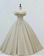 Mint green off the shoulder ruffle beaded prom dress ball gown long evening party dress